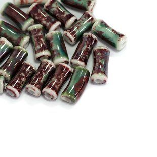 Керамічні намистини пак. 20шт 12мм х 5,5мм бордовий кераміка розмір отвору 2 мм циліндр