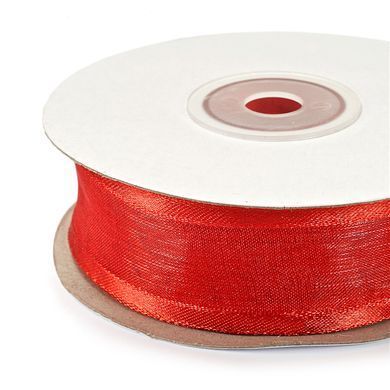 Лента из органзы 25 мм красная катушка 22 м +-10%