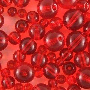 Стеклянные бусины микс пак. 200 г. красный