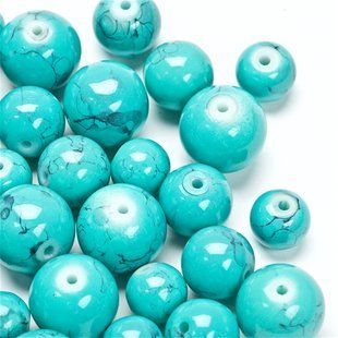 Стеклянные бусины микс пак. 200 г. с рисунком зеленый
