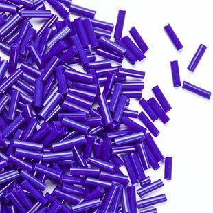 Бисер-стеклярус Синий непрозрачный, стекло, уп 100 г калибр 3/0 диаметр 6 мм